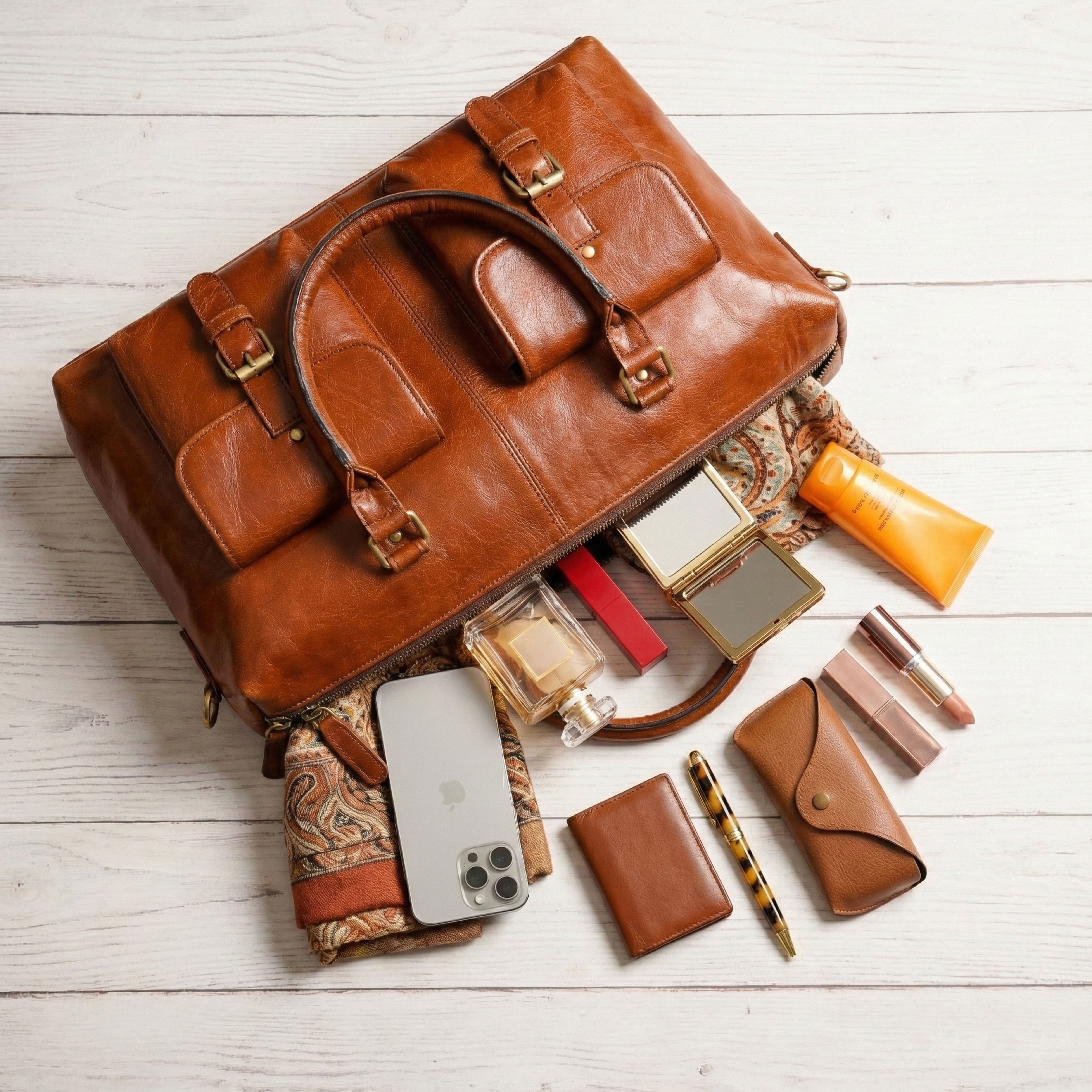 THE Evanna brown large leather tote