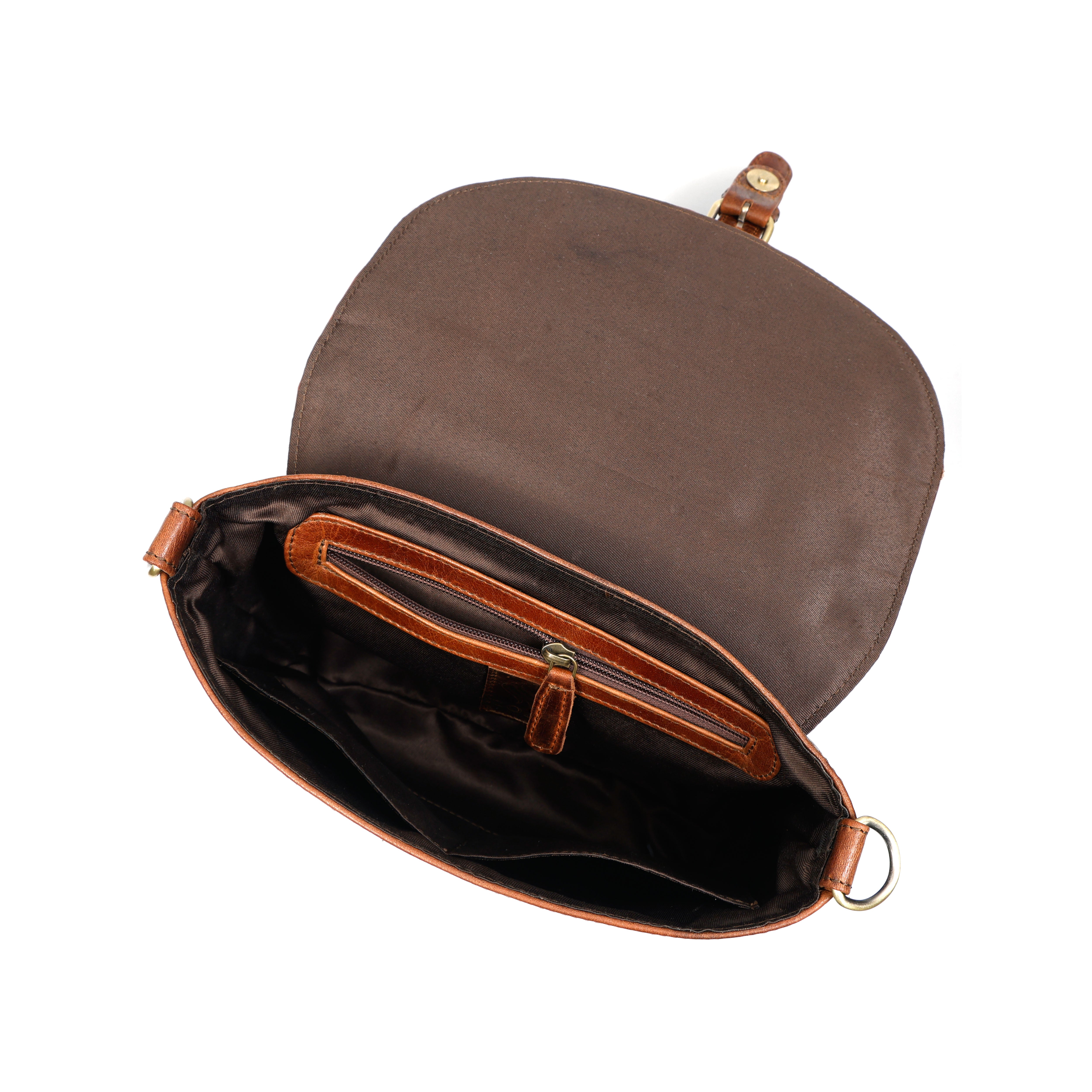 Elodie Brown Leather Crossbody Bag