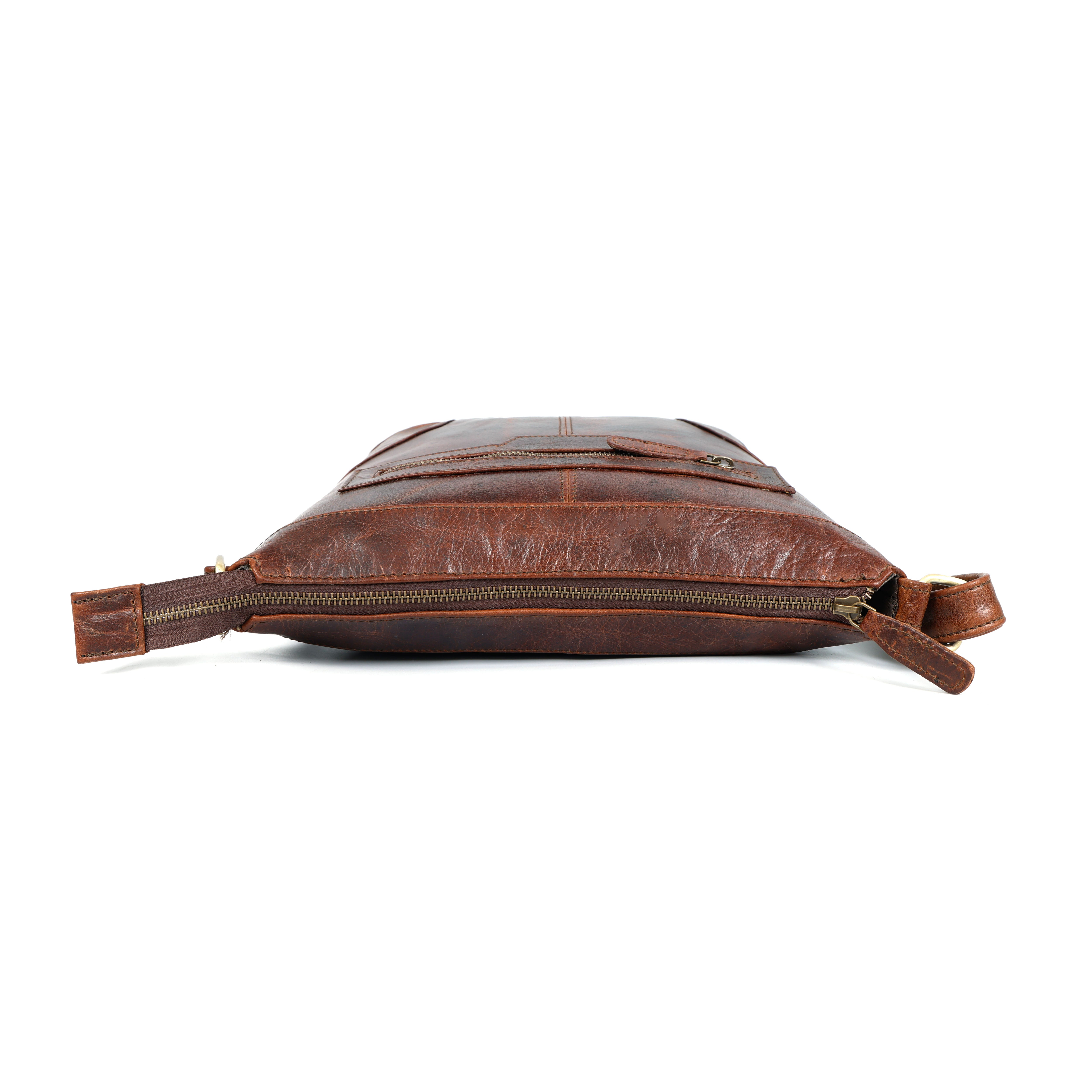 Aria Leather Zip Pocket Crossbody Bag