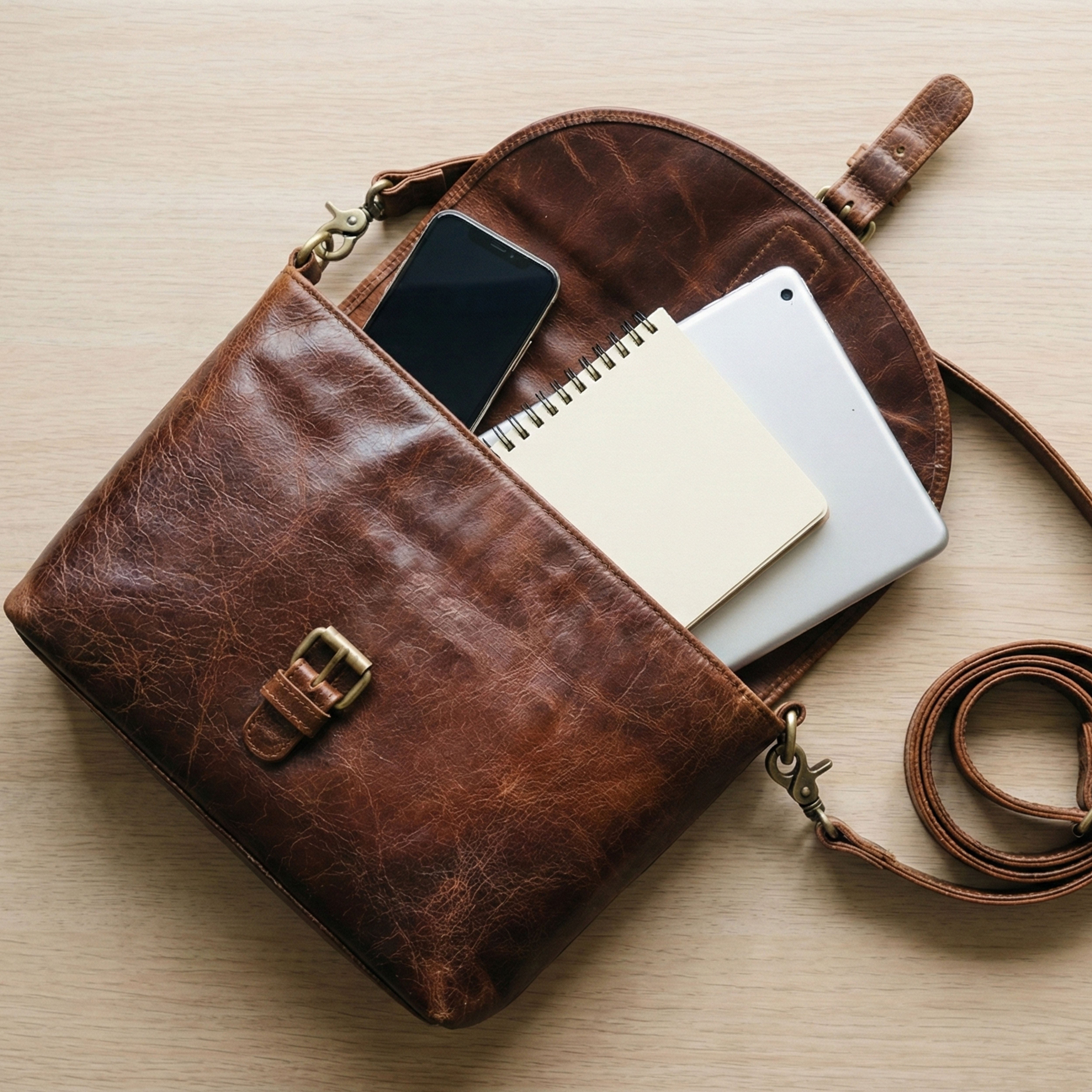 Elodie Brown Leather Crossbody Bag