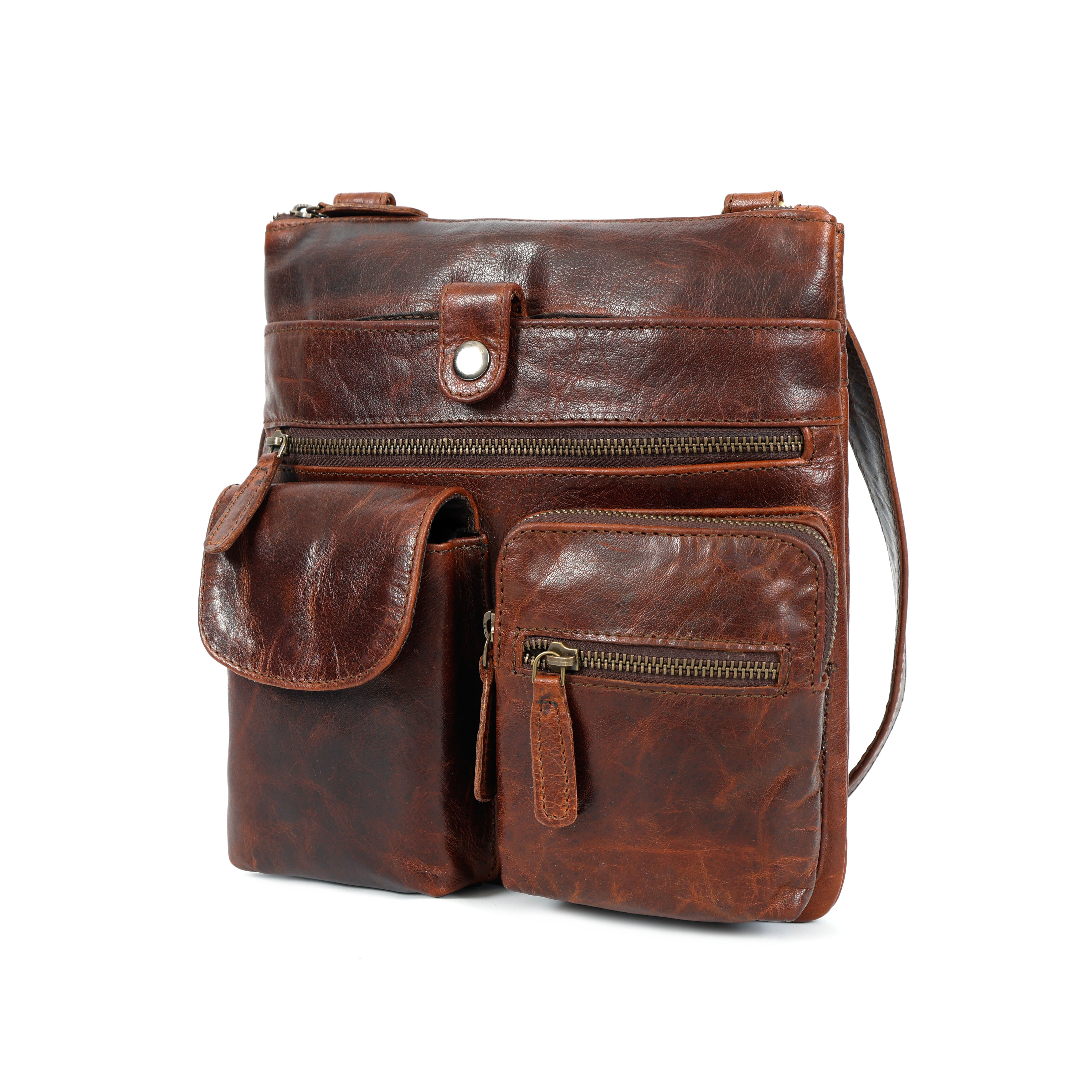 Marielle Brown Leather Crossbody Organiser Bag
