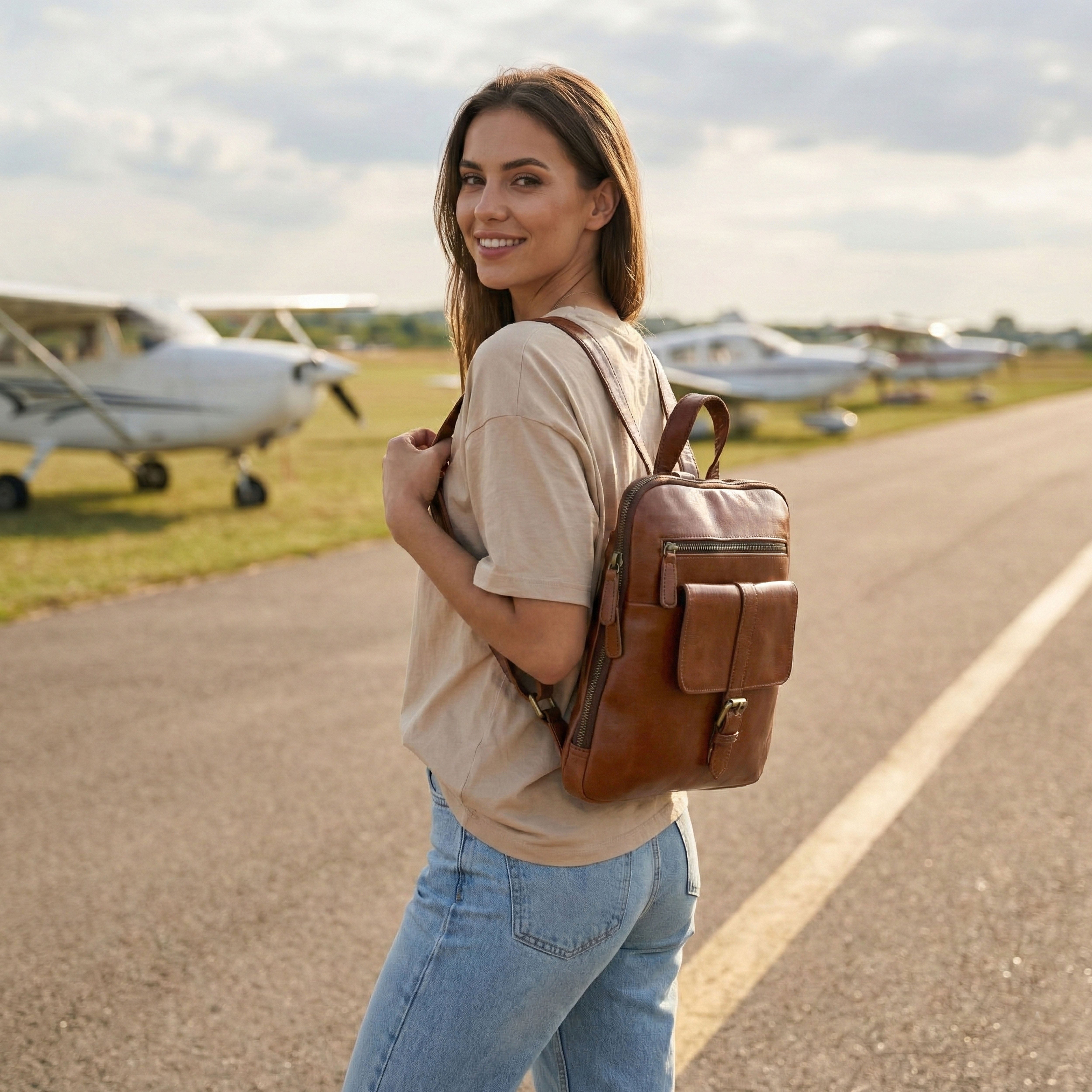 Rubi Leather Pocket Backpack