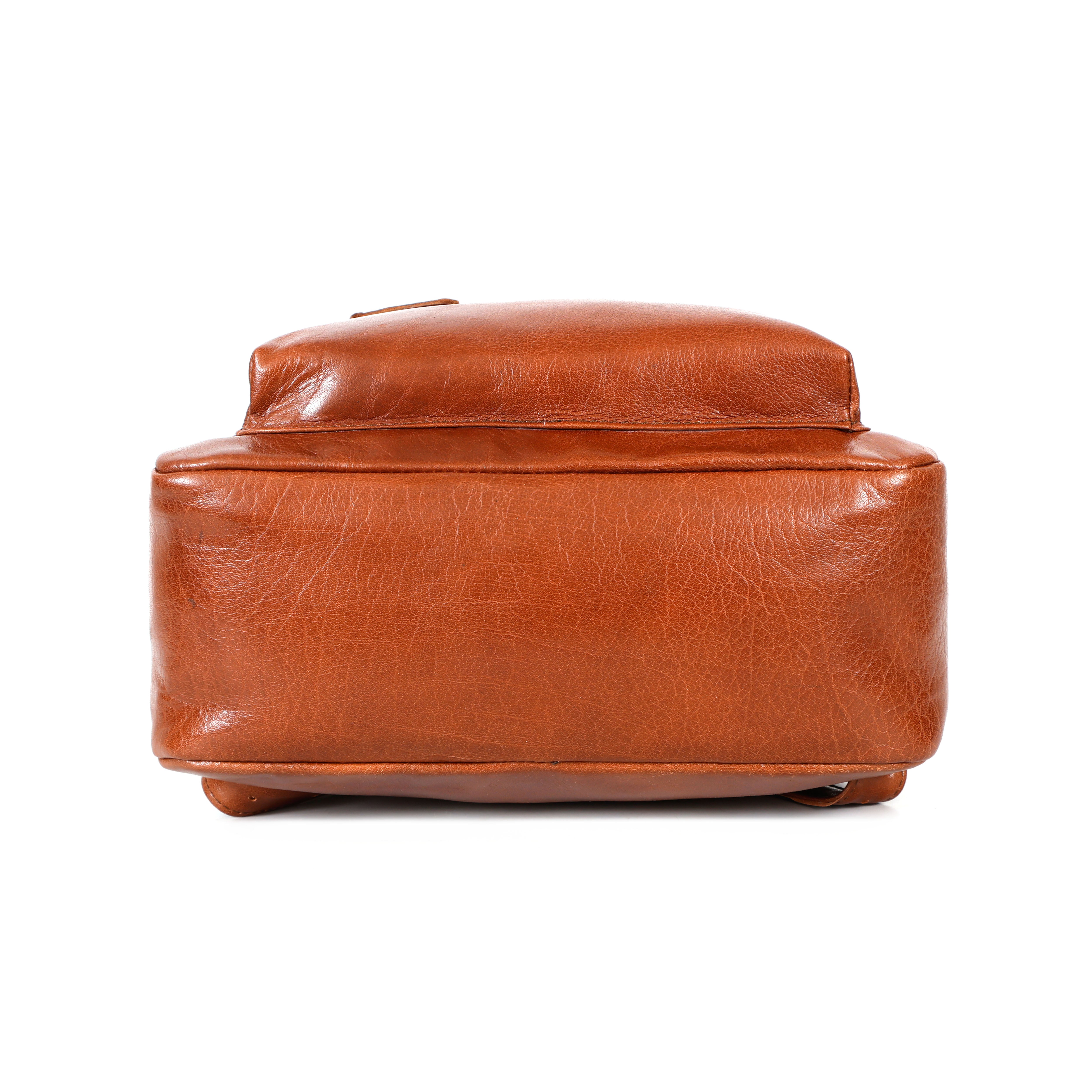 Elara Tan Leather Pocket Backpack