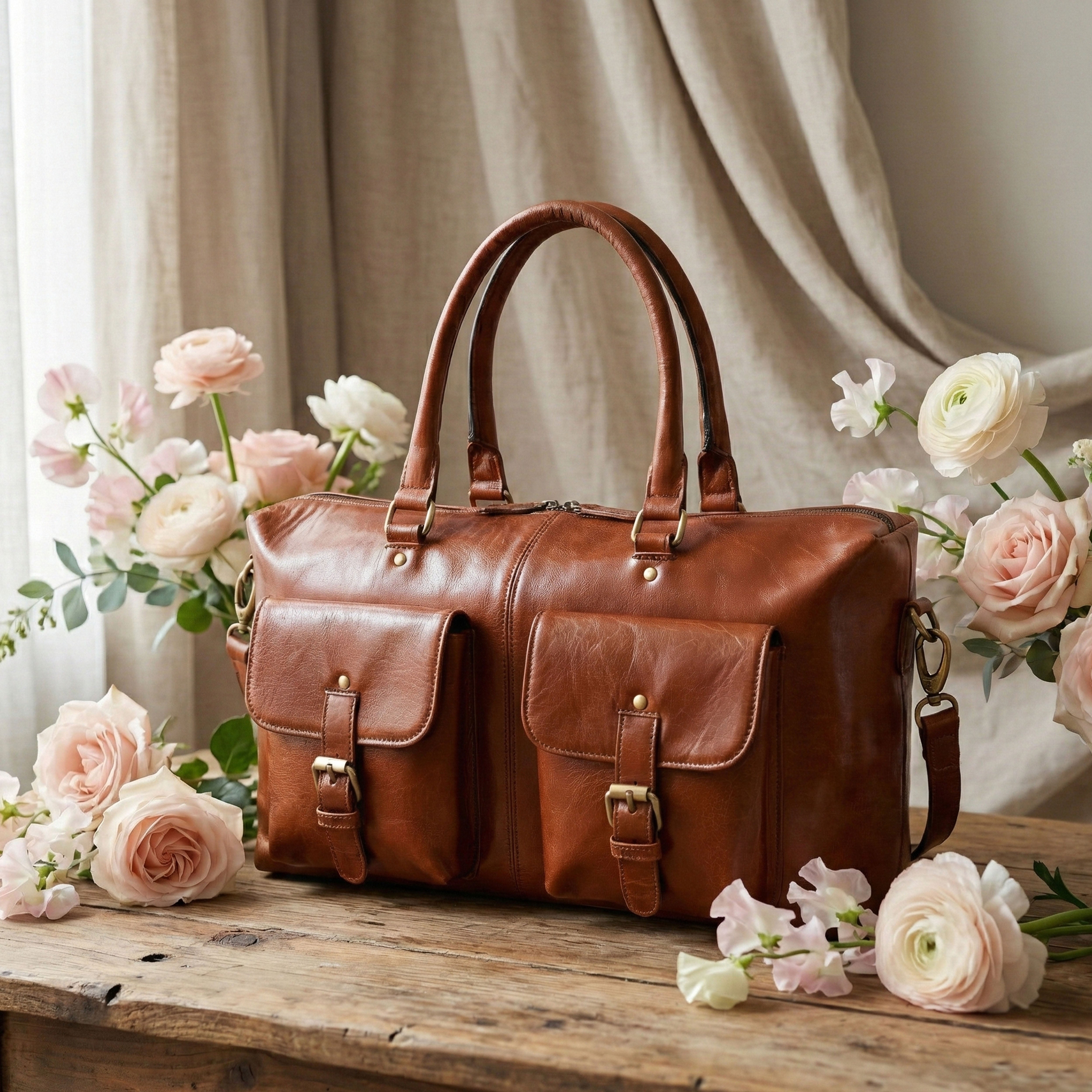 THE Evanna brown large leather tote