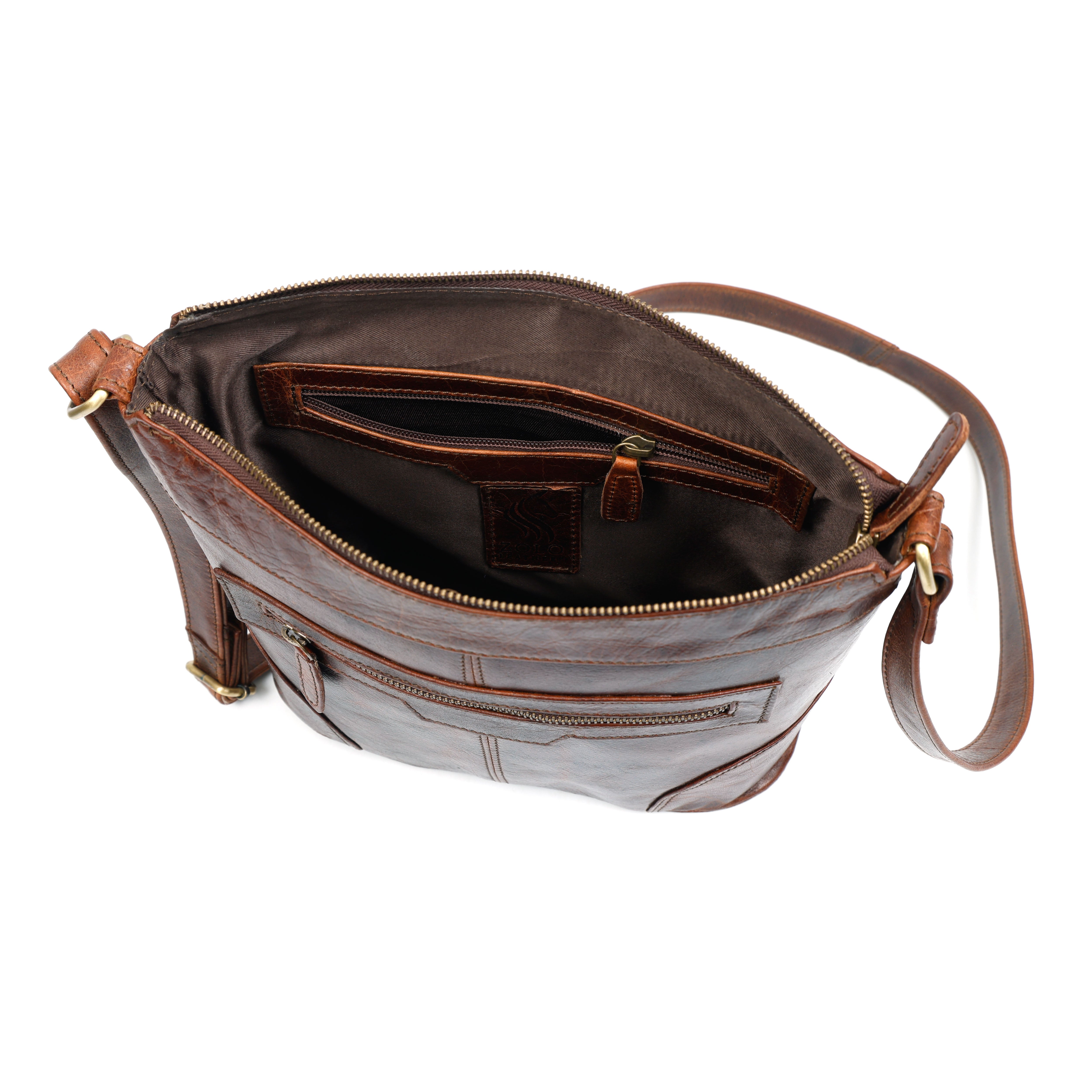 Aria Leather Zip Pocket Crossbody Bag