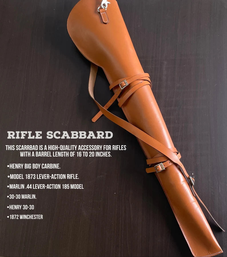 Leather Rifle Scabbard Liver Action Rifle Sling Handmade Western Shotgun Case, Henry Rifle Covers 35