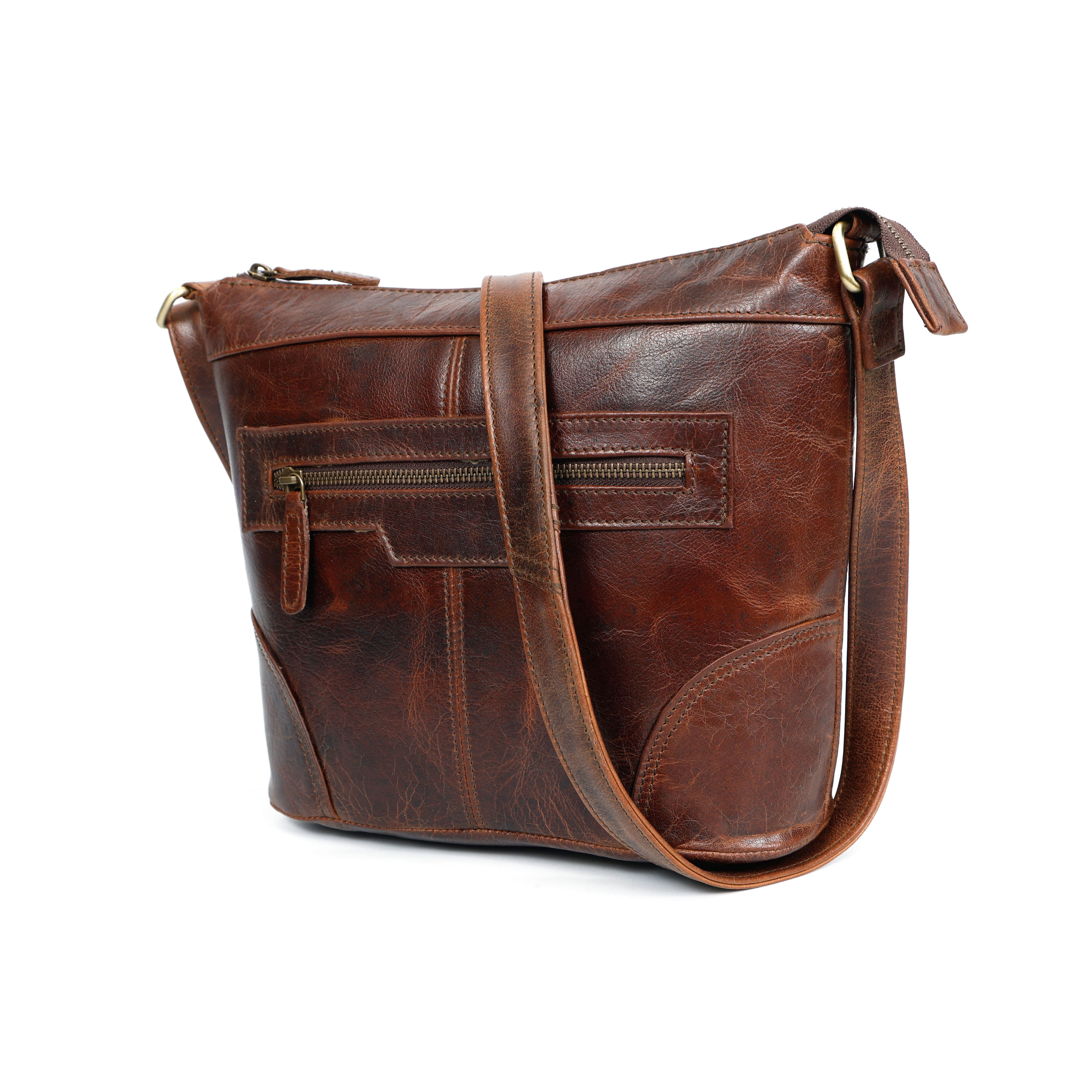 Aria Leather Zip Pocket Crossbody Bag