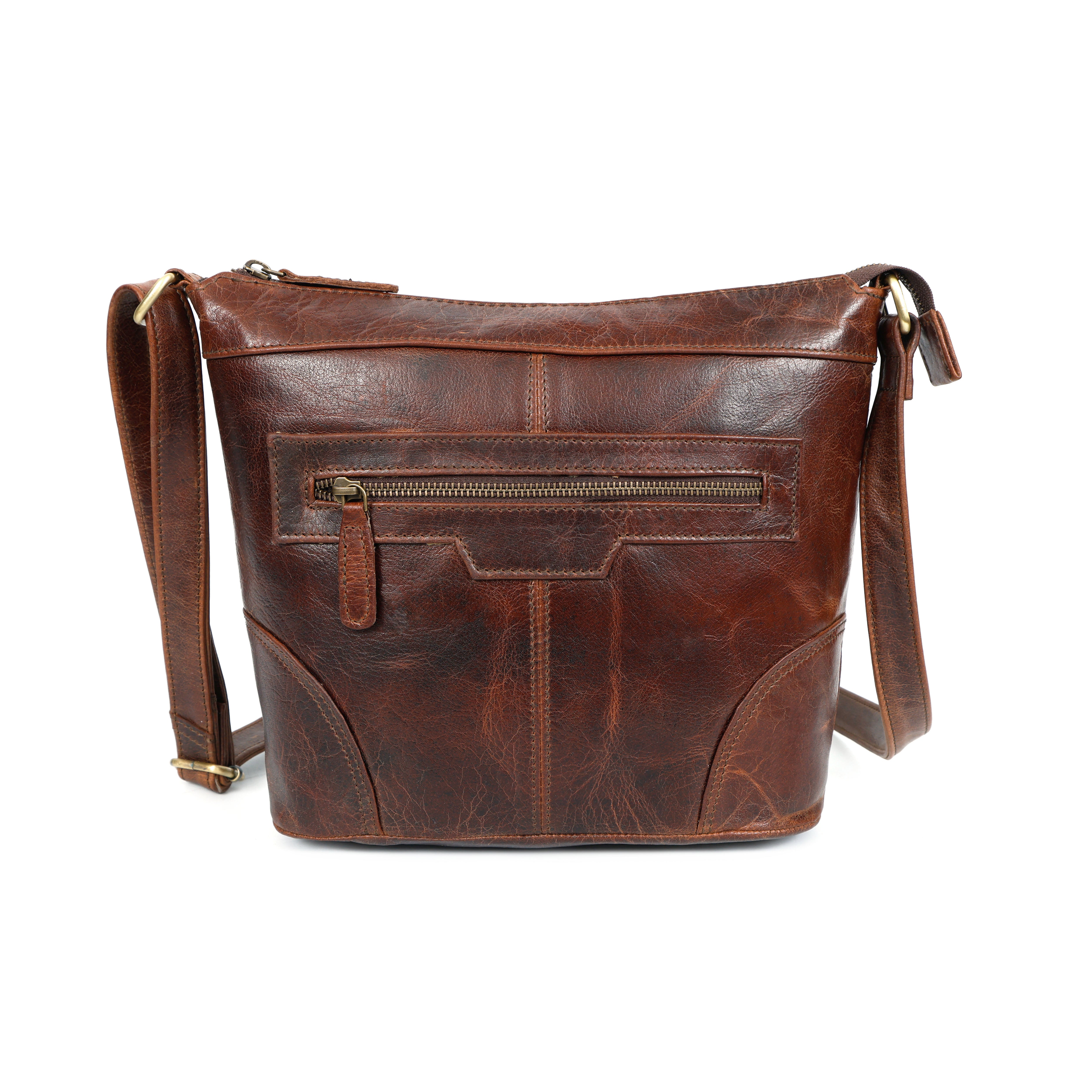 Aria Leather Zip Pocket Crossbody Bag
