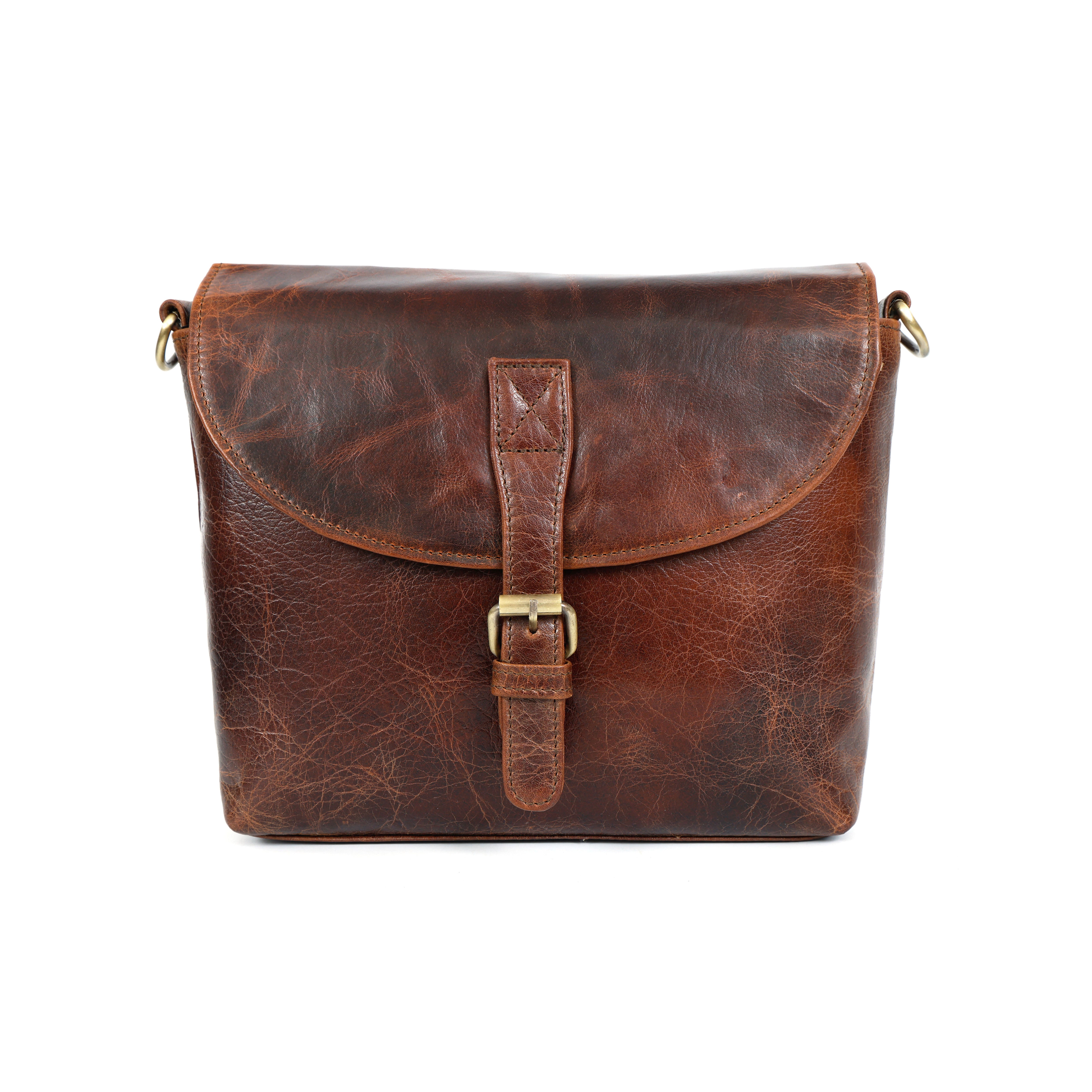 Elodie Brown Leather Crossbody Bag