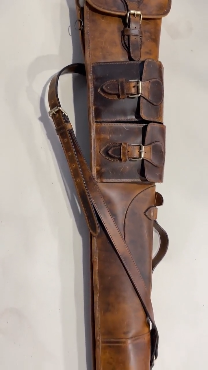 50-Inch Tan Leather Protective Sleeve with Adjustable Strap, Carry Handle, and Utility Pockets | Versatile Cover