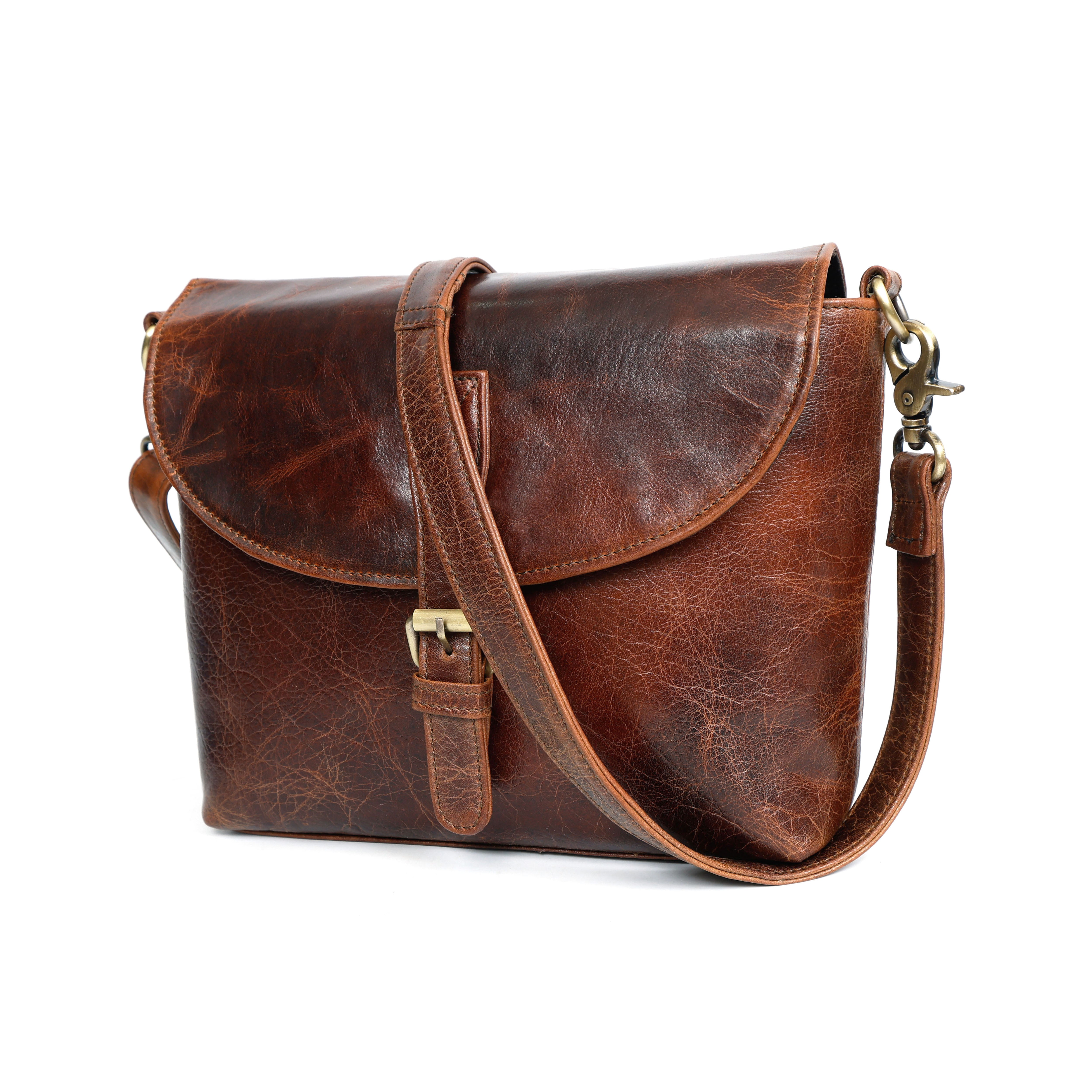 Elodie Brown Leather Crossbody Bag