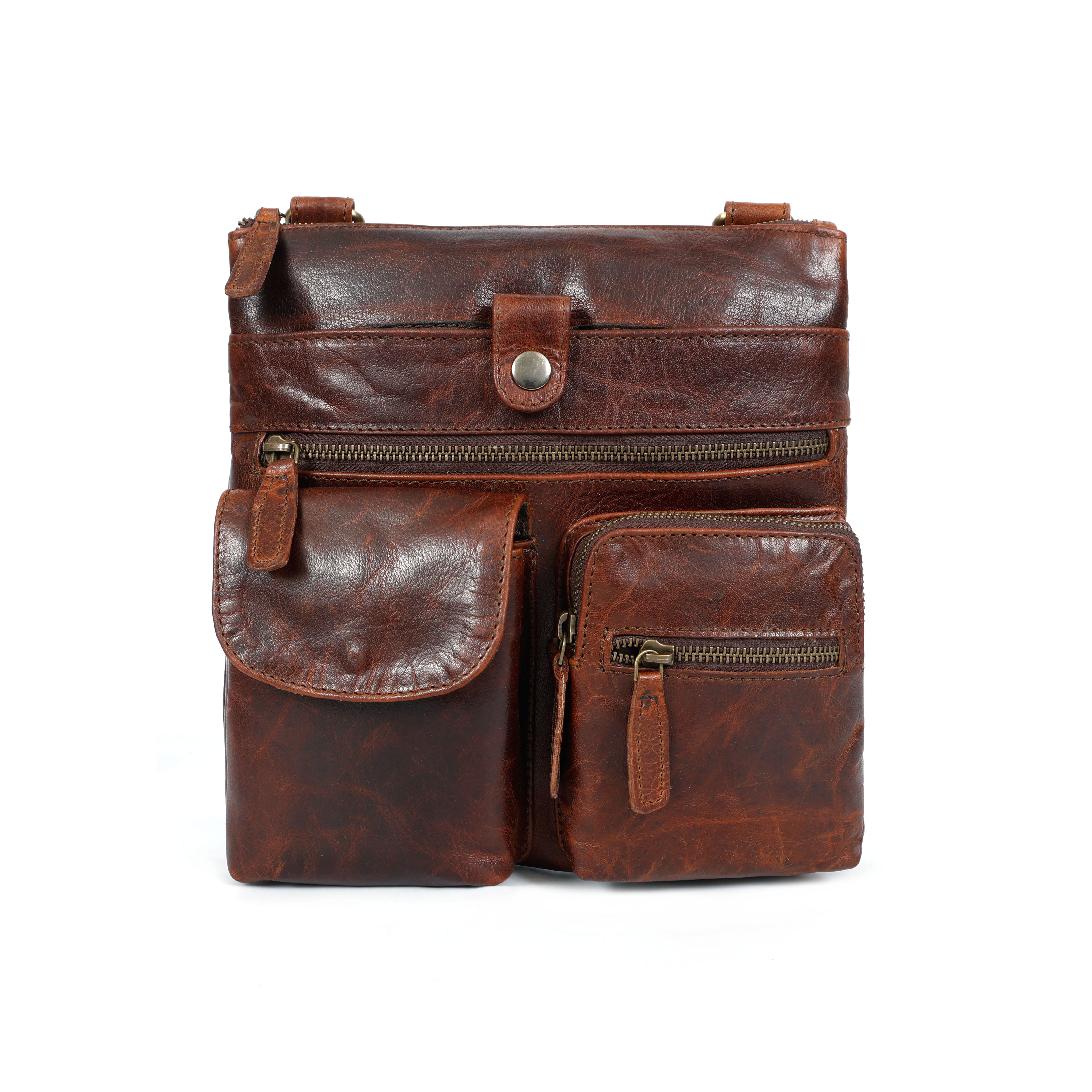 Marielle Brown Leather Crossbody Organiser Bag