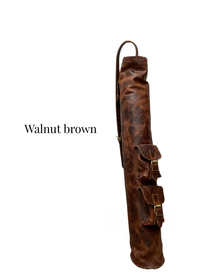 Handmade Vintage Leather Golf Bag with Multiple Pockets and Adjustable Strap | Ideal Gift for Enthusiasts