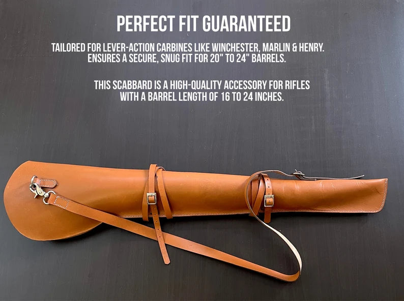 Leather Rifle Scabbard Liver Action Rifle Sling Handmade Western Shotgun Case, Henry Rifle Covers 35