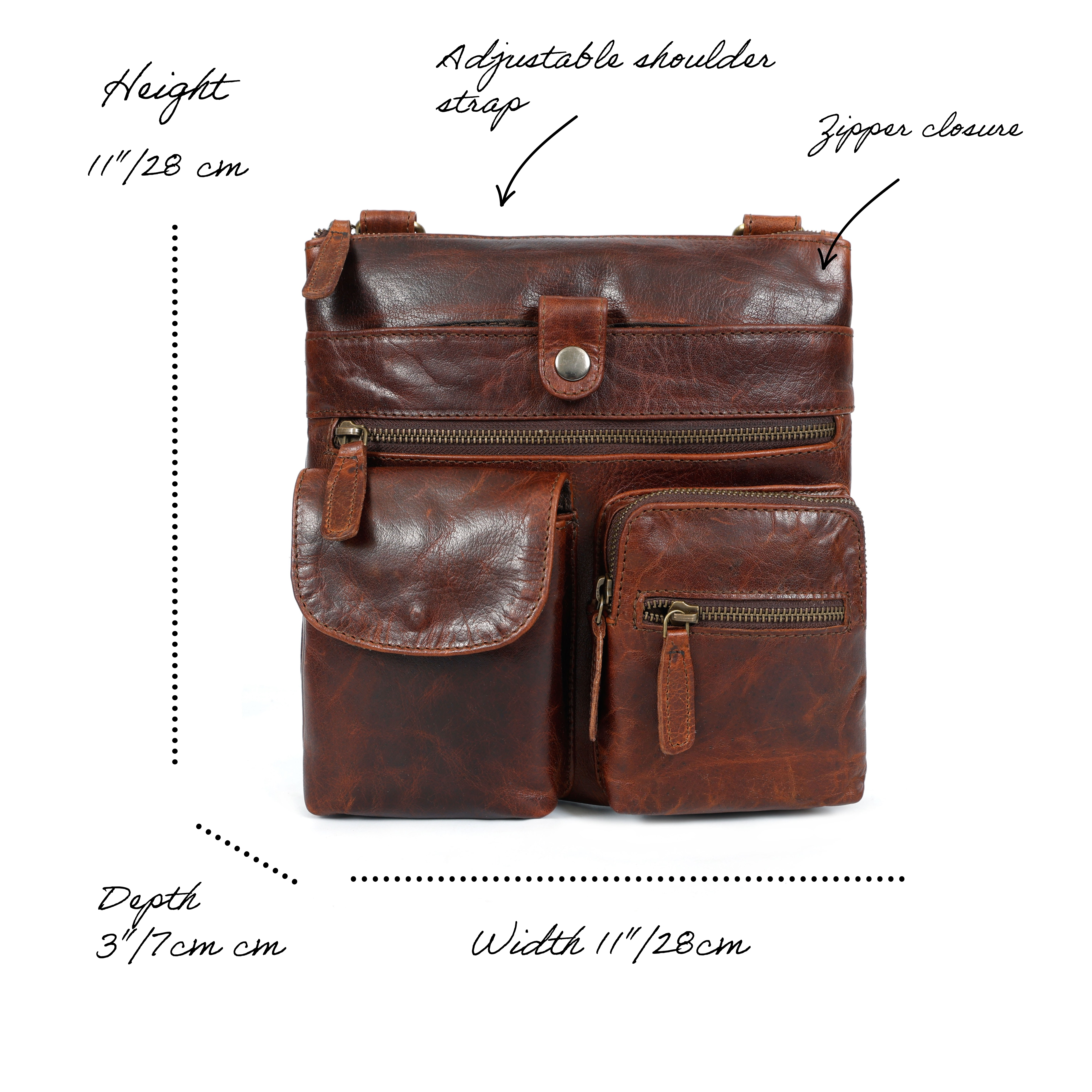 Marielle Brown Leather Crossbody Organiser Bag