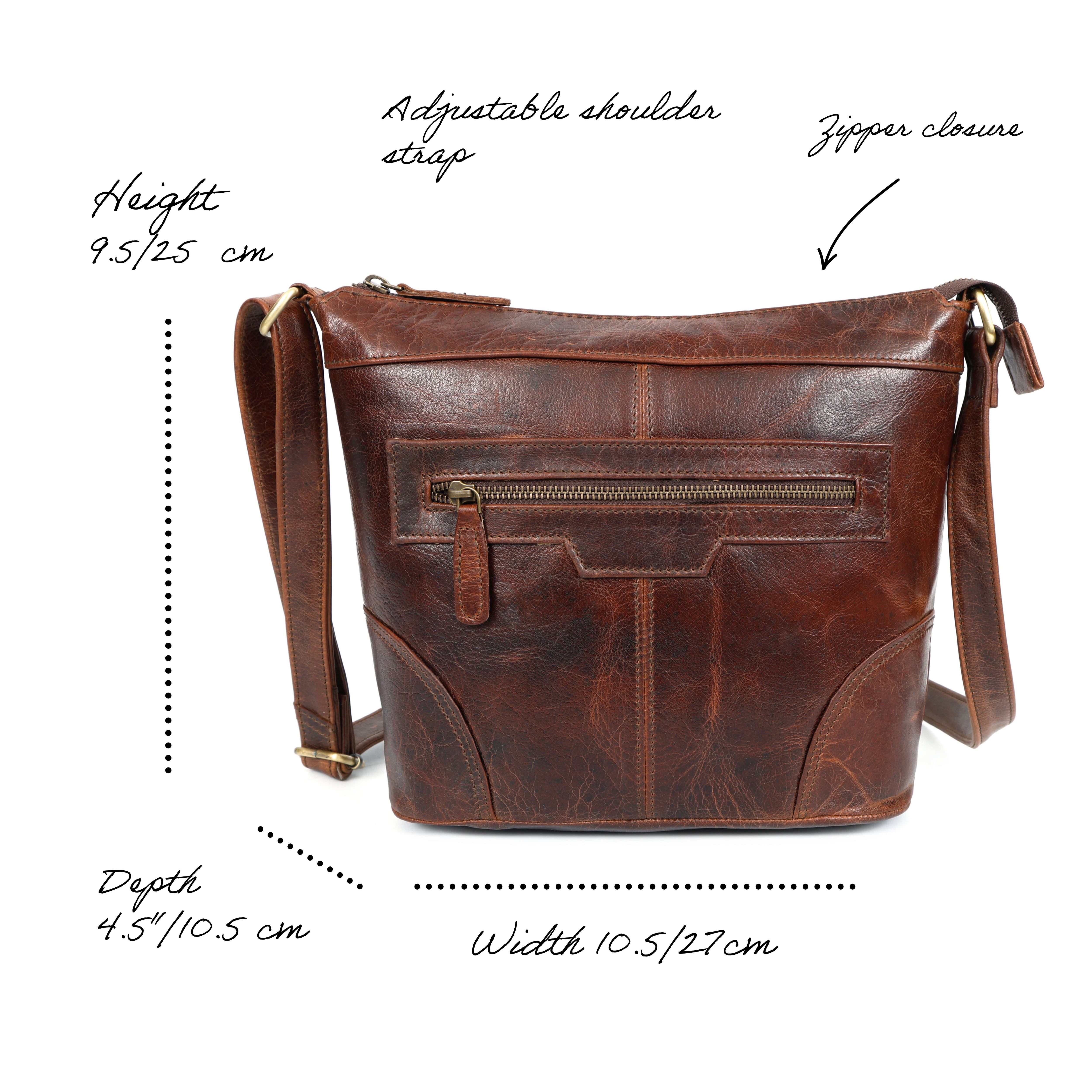 Aria Leather Zip Pocket Crossbody Bag