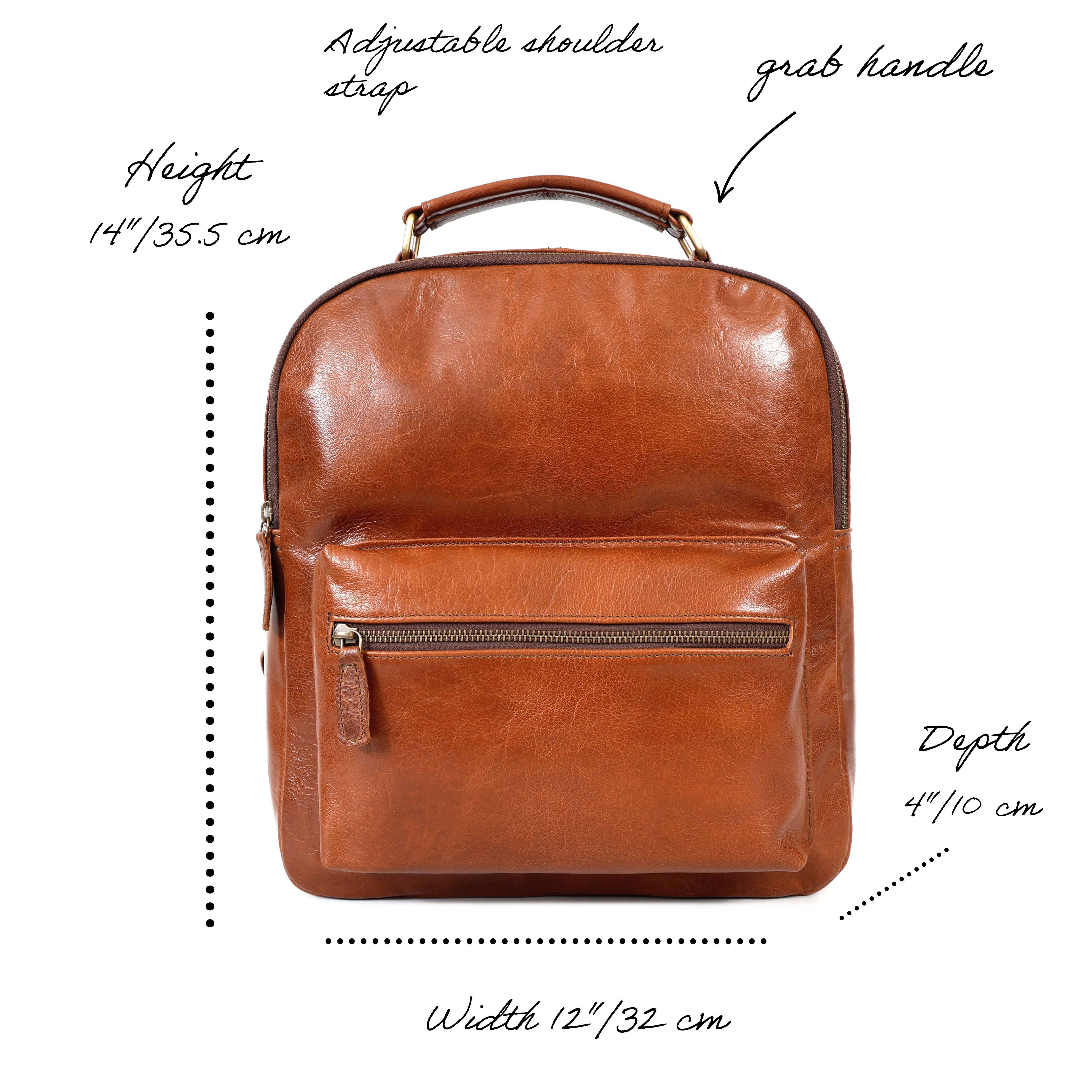 Elara Tan Leather Pocket Backpack